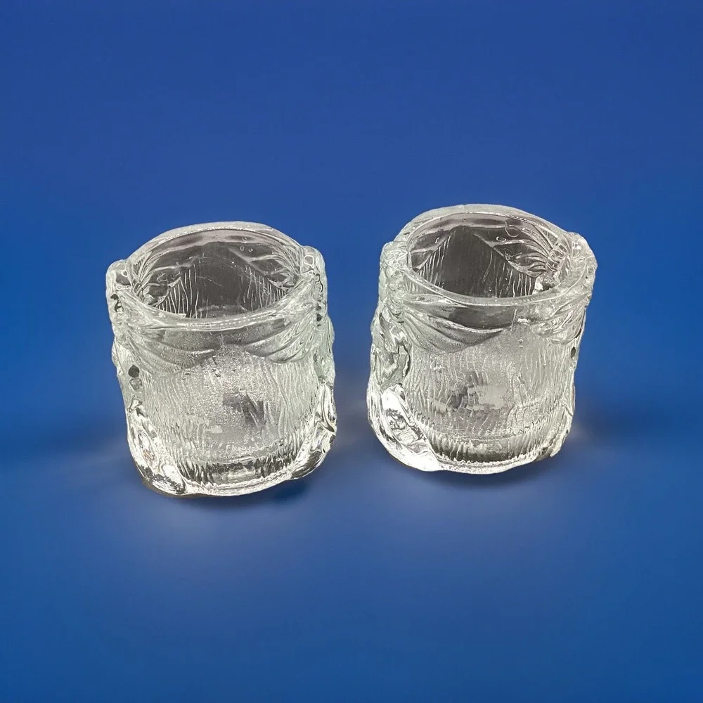 Vintage Glass Angel‎ Votive Holders Set Of 2 Made In Malaysia